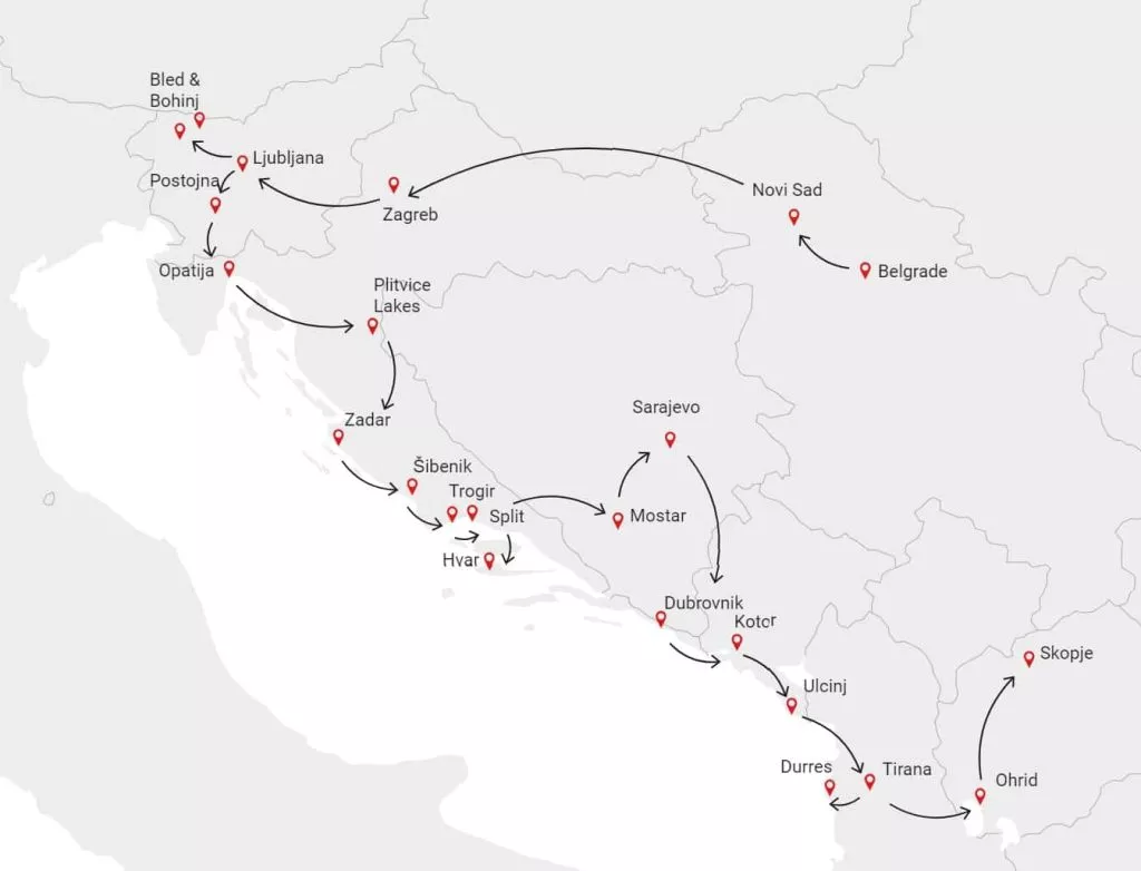 Grande tour dei Balcani 21 giorni