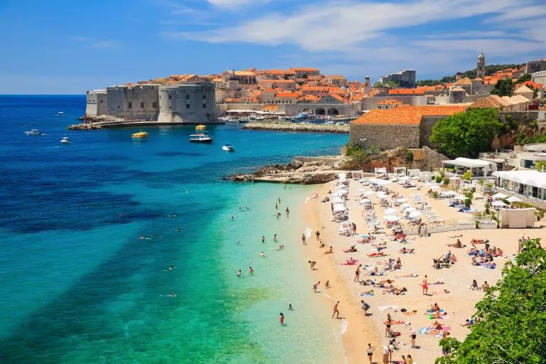 Gamlebyen og stranden, Dubrovnik, Kroatia