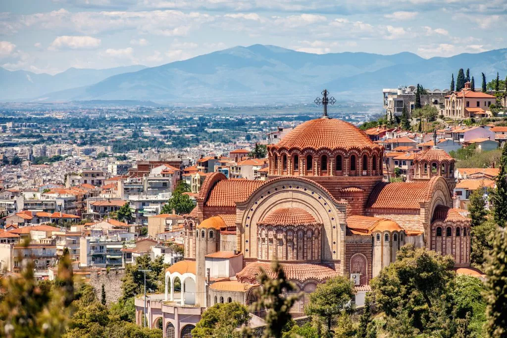 Pauluskirken, panoramautsikt, Thessaloniki by, Hellas